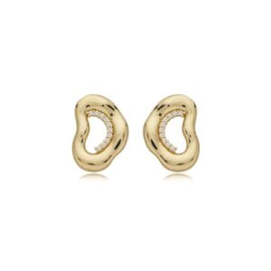 Brinco Orgânico Detalhe Meia Fileira Cravejada