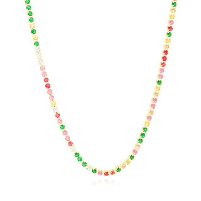 Colar choker Reviera com zicônias coloridas