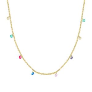 Colar longo com cristais coloridos