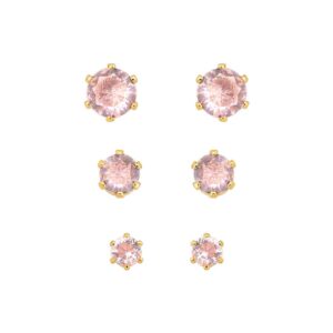 Brinco Trio Pontos de Luz Rosa