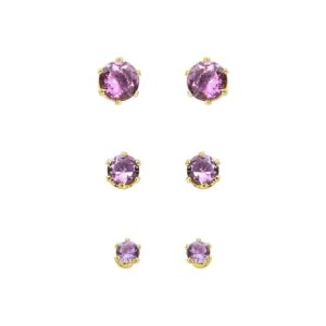 Brinco Trio Pontos de Luz Lilás