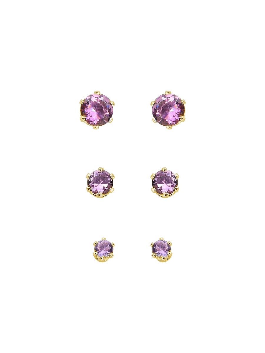 Brinco Trio Pontos de Luz Lilás