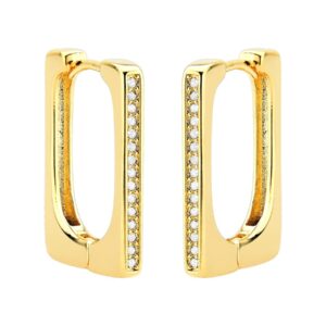 Brinco Argola Quadrada Cravejada com Micro Zircônia