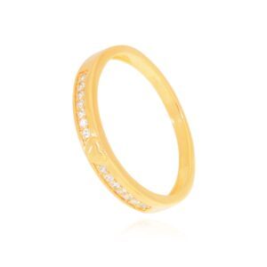 Anel Coração Liso e Fileiras em Micro Zircônia