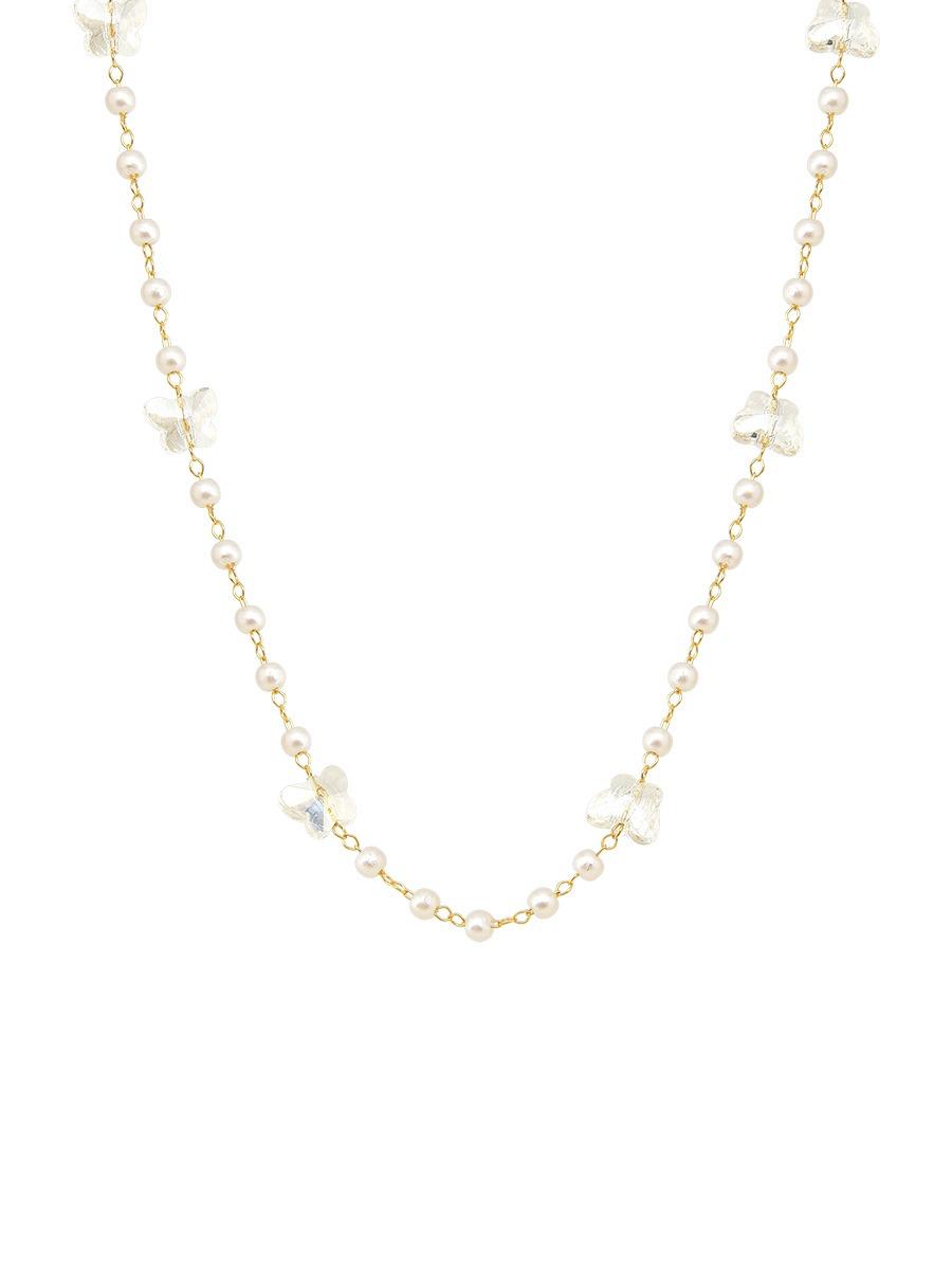 Colar de Pérola com Borboleta Incolor