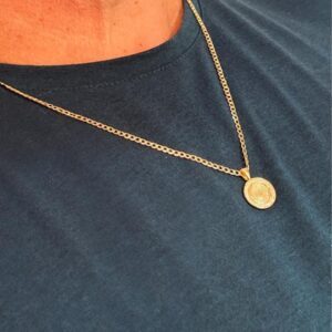 Colar Grumet com Medalha Cravejada Masculino 50cm