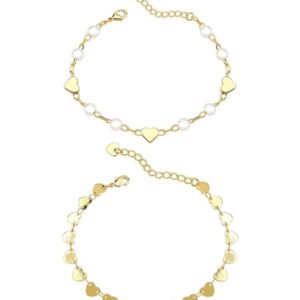 Pulseira Dupla Coração & Pérola