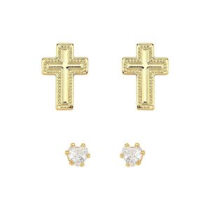 Dupla de Brinco Ponto Luz e Cruz Infantil