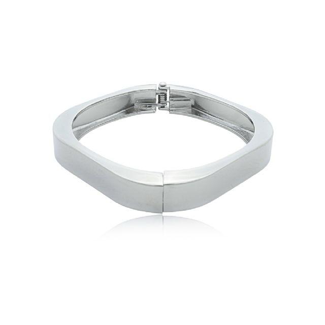 Bracelete Quadrado Liso em Ródio